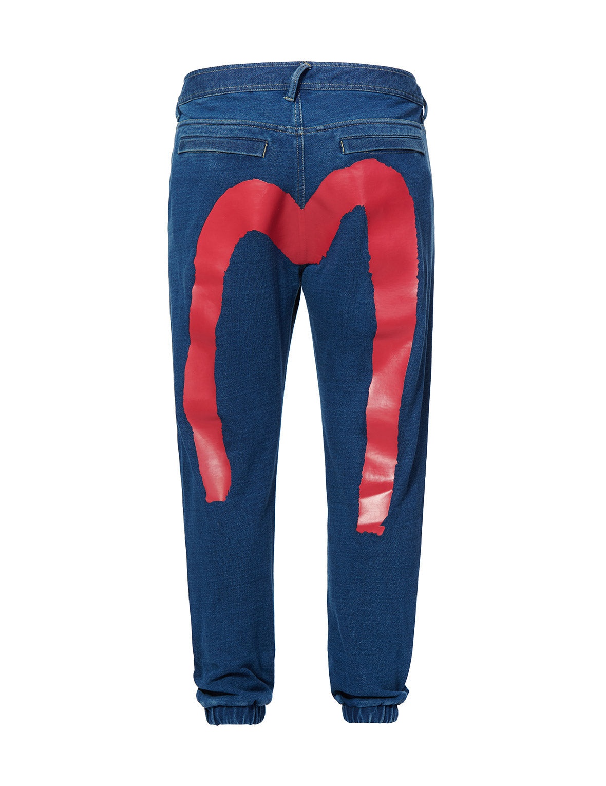 Multi-pockets Denim Jogger Jeans with Brushstroke Daicock Print - 10