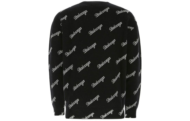 Balenciaga All Over Script Logo Knit Sweater 'Black' 646493T41121070 - 2