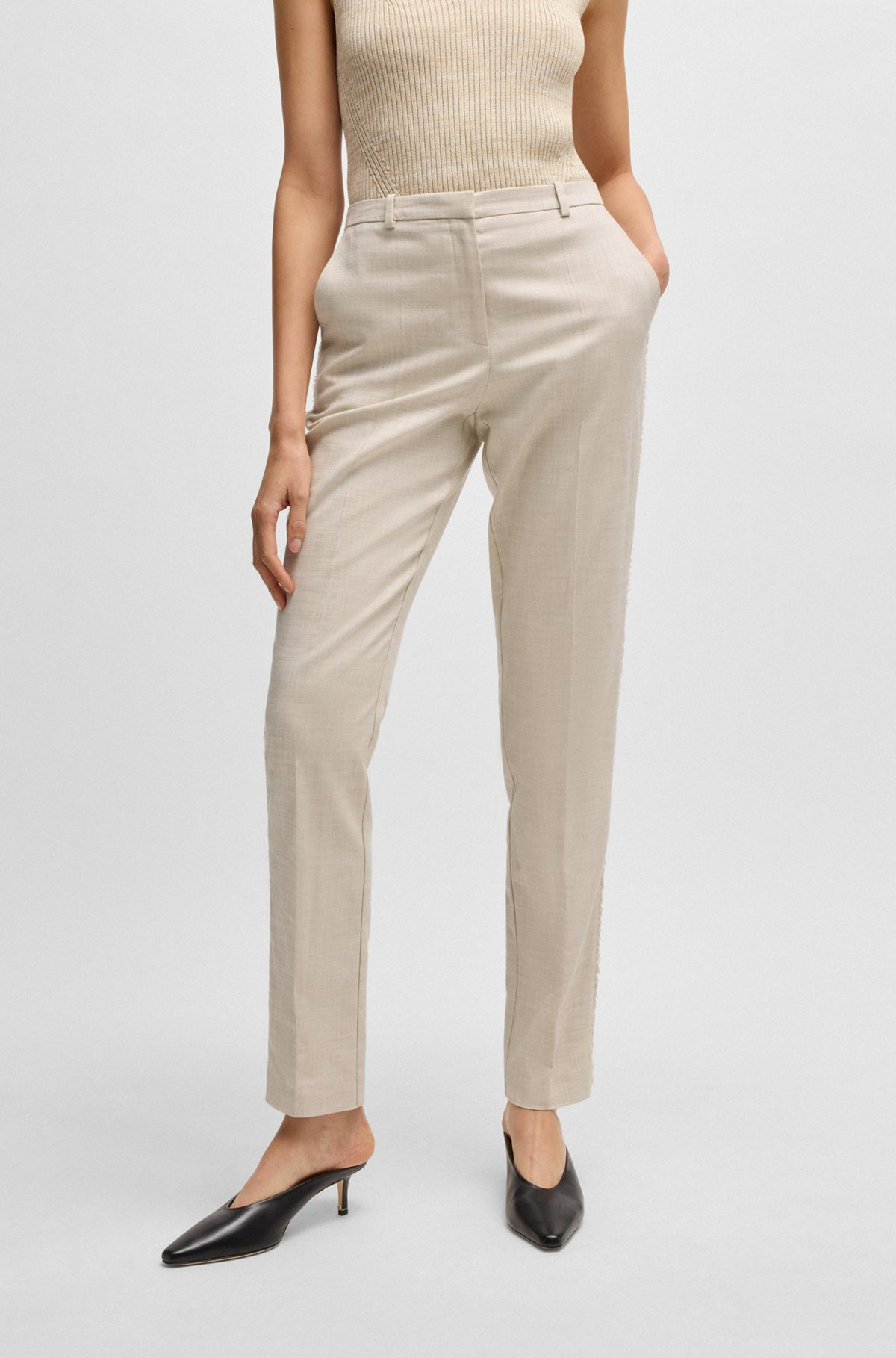 RELAXED-FIT TROUSERS IN MELANGE STRETCH FABRIC - 2