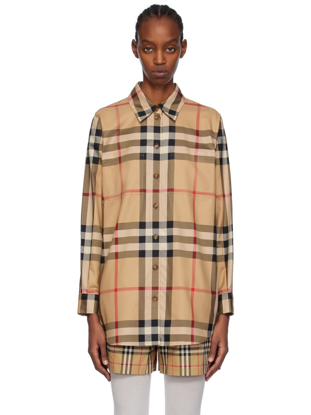 Beige Check Shirt - 1