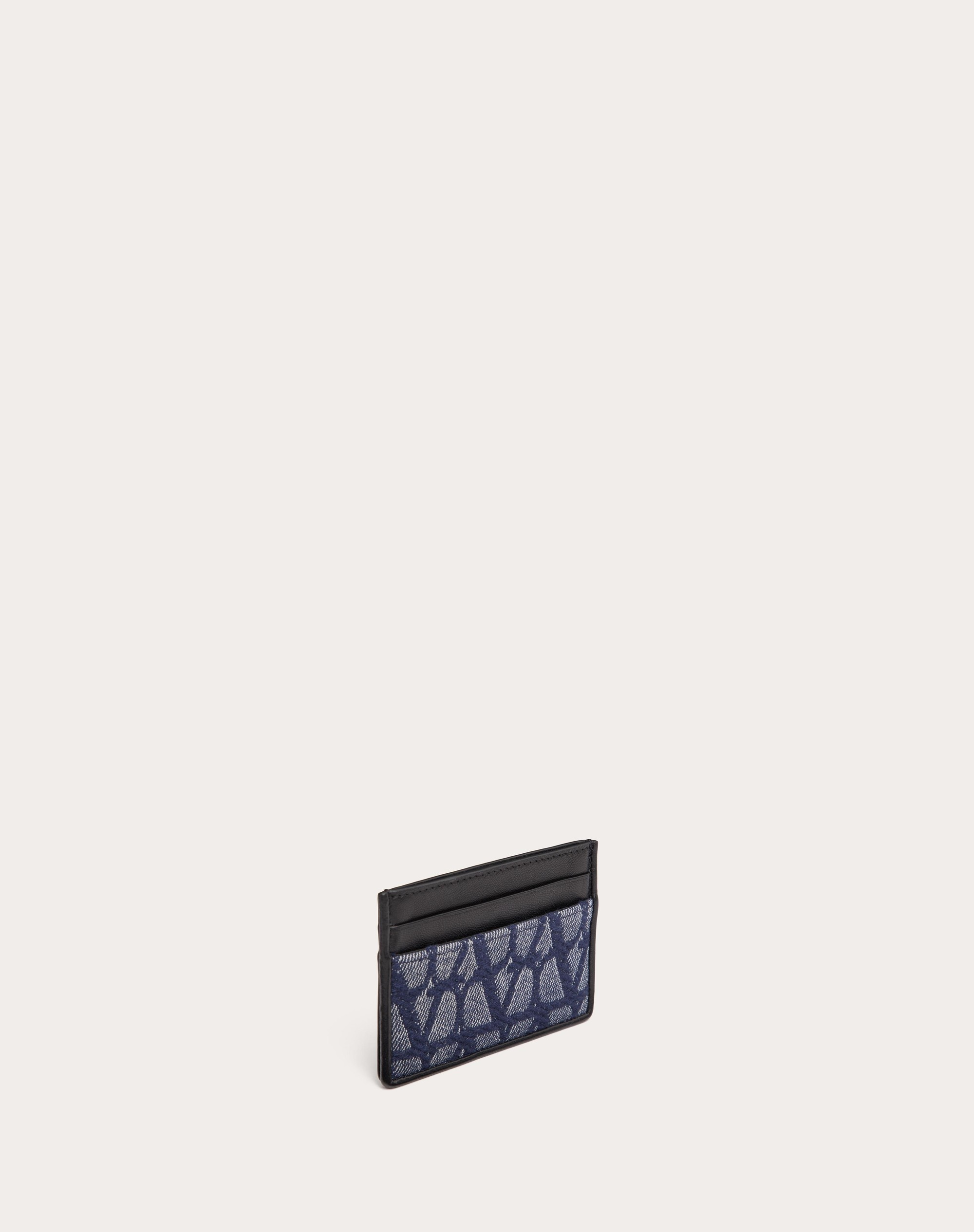 TOILE ICONOGRAPHE DENIM-EFFECT JACQUARD FABRIC CARD HOLDER WITH LEATHER DETAILS - 4