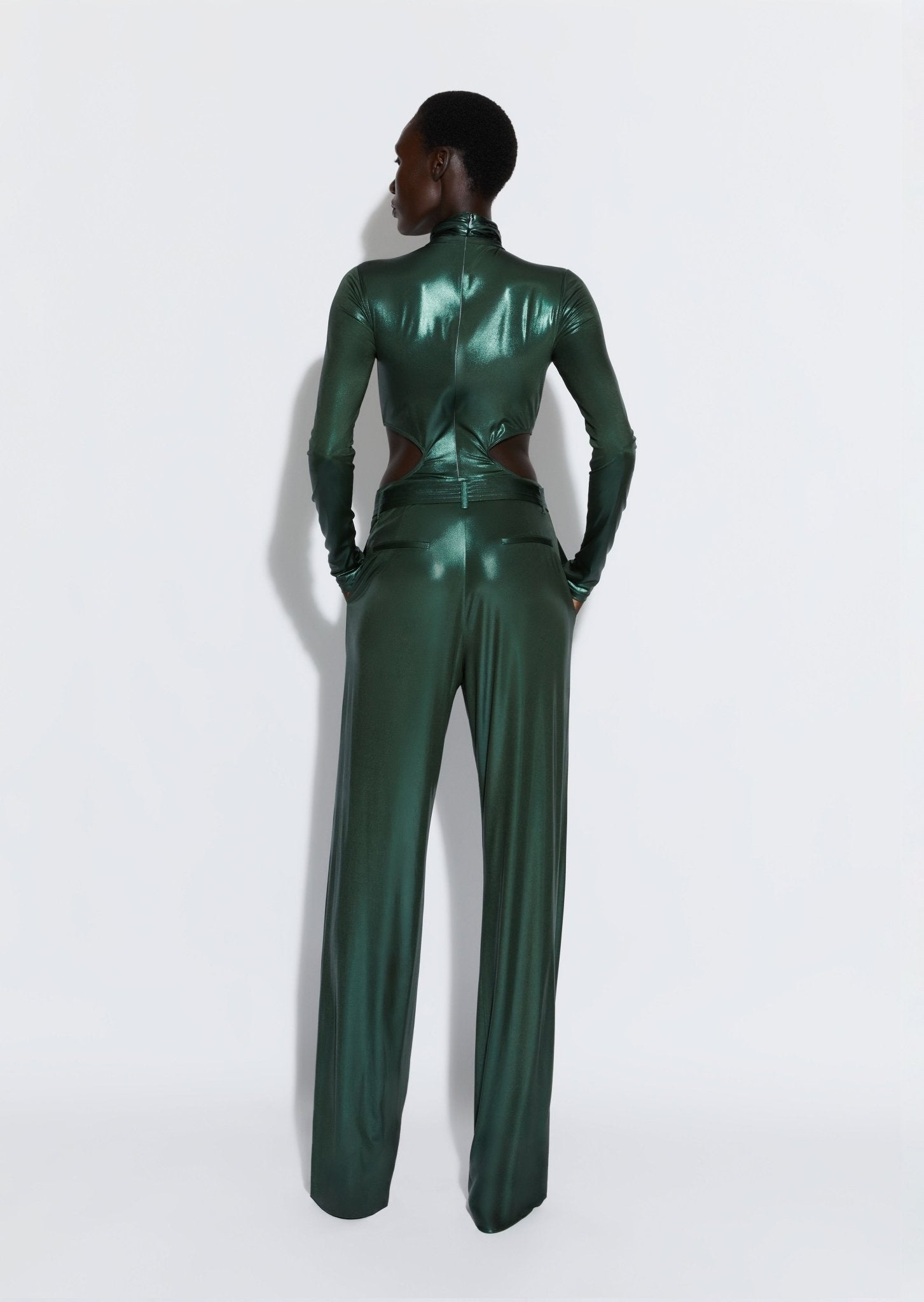Shiny Jersey Turtleneck Bodysuit - 3