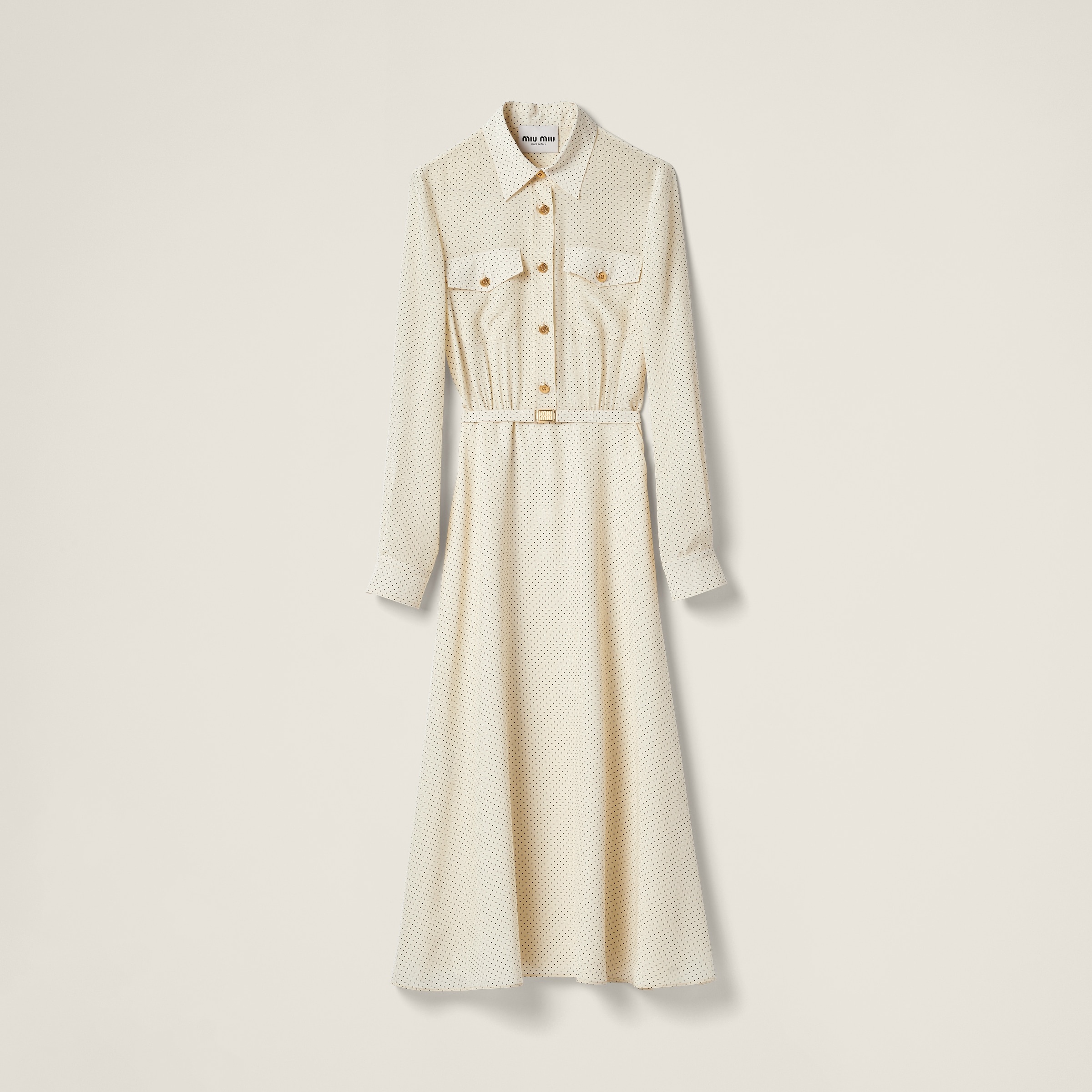 Long crepe de chine dress - 1