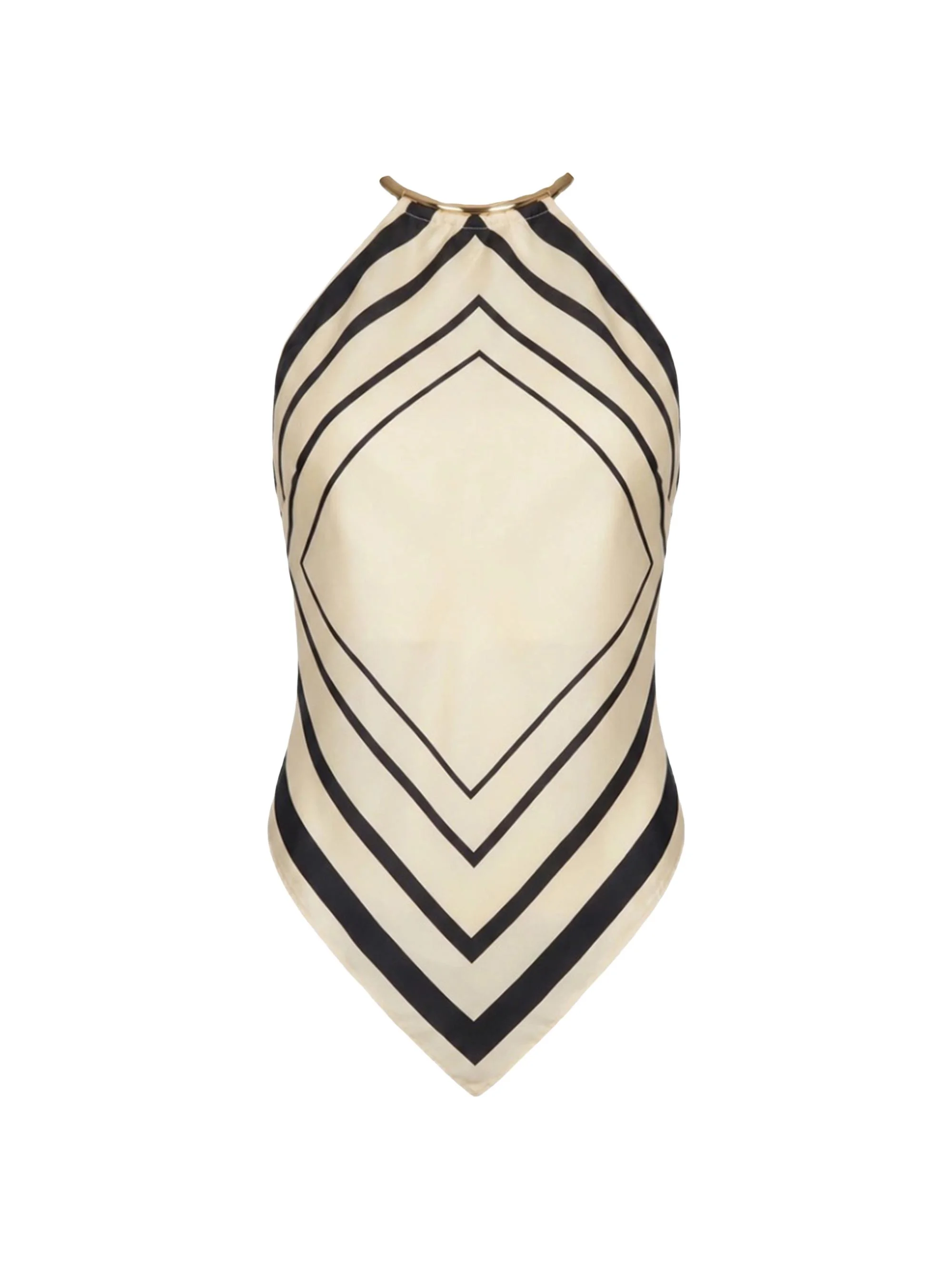 Women's Skye Halter Scarf Top - Ivory Black Scarf - 1