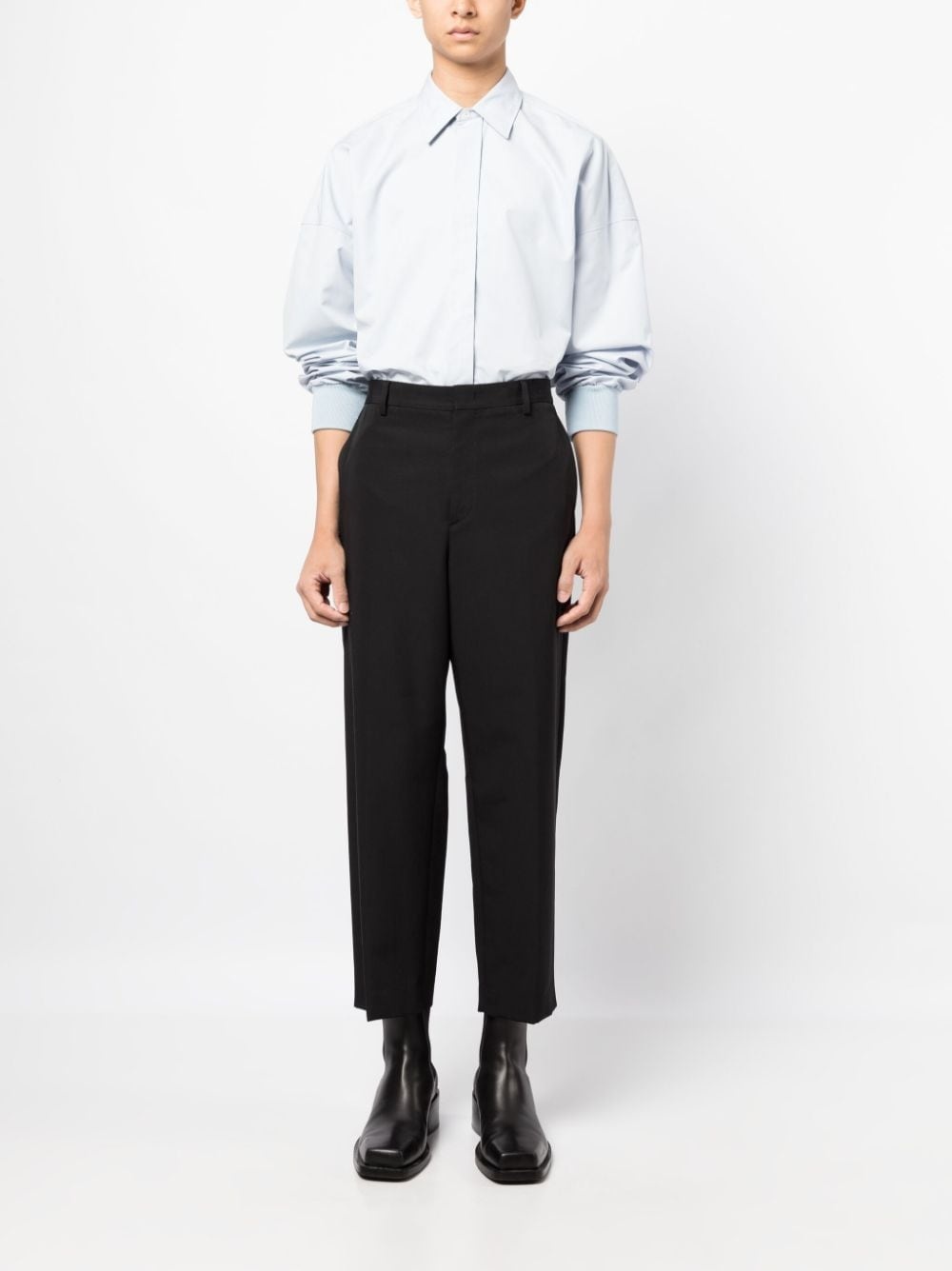 ribbed-cuff silk-blend shirt - 2