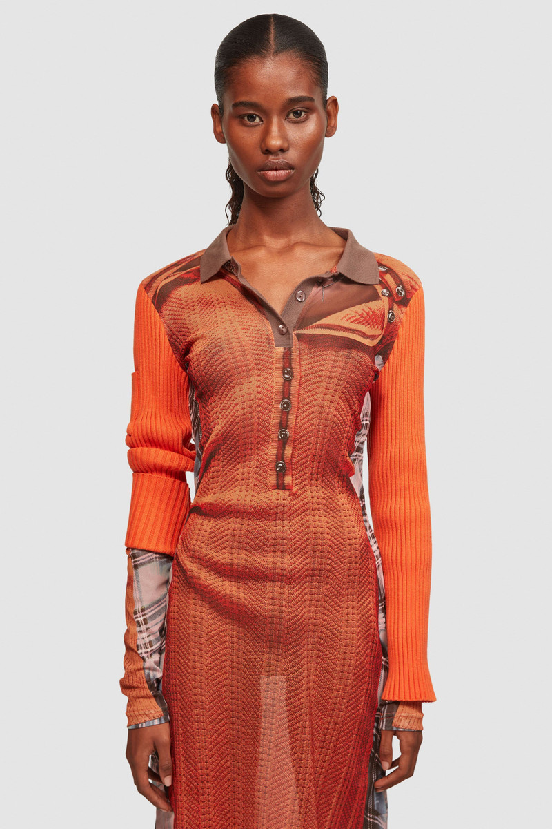 Y/Project Trompe L'Oeil Ruffle Neck Knit Dress outlook