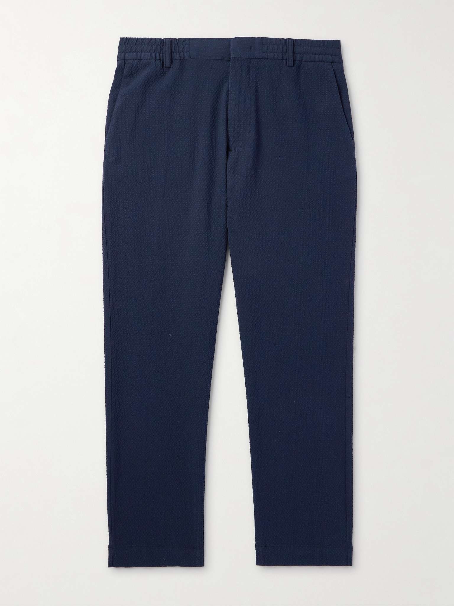 Billie 1040 Straight-Leg Organic Cotton-Blend Seersucker Trousers - 1