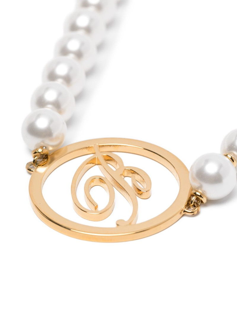 Blumarine faux-pearl logo necklace outlook