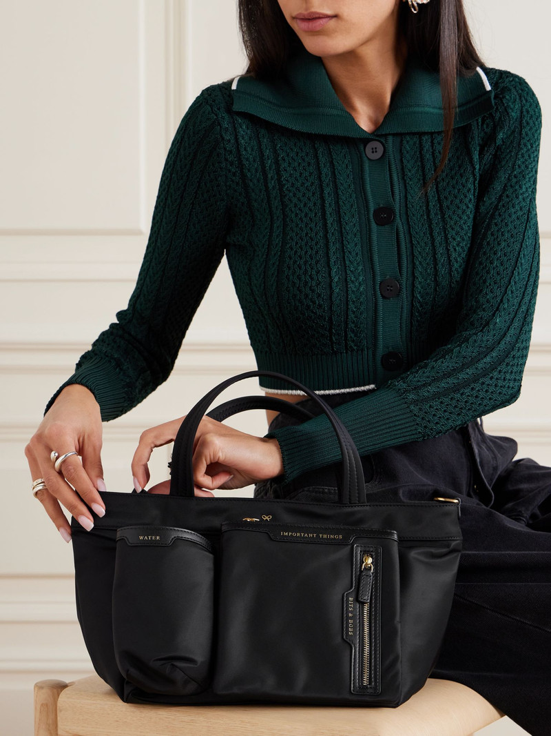 Anya Hindmarch Leather-trimmed ECONYL® tote bag Black outlook