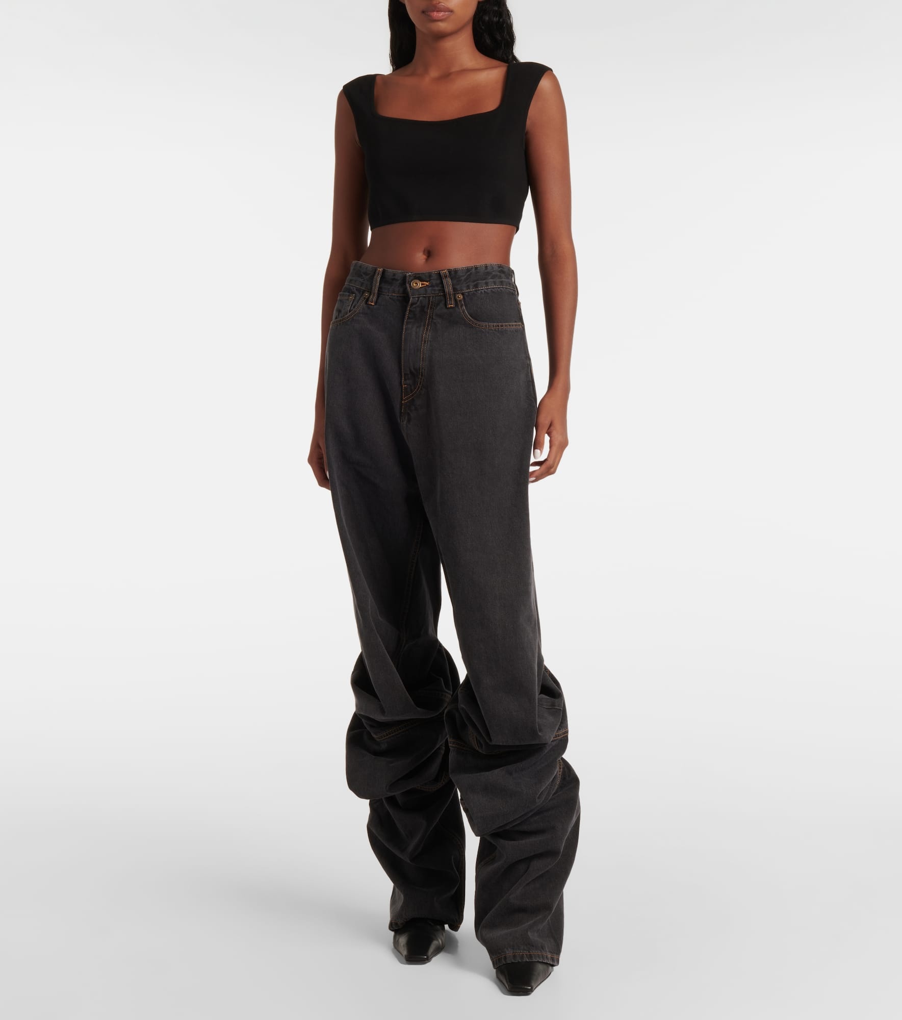 Evergreen Draped Cuff wide-leg jeans - 8