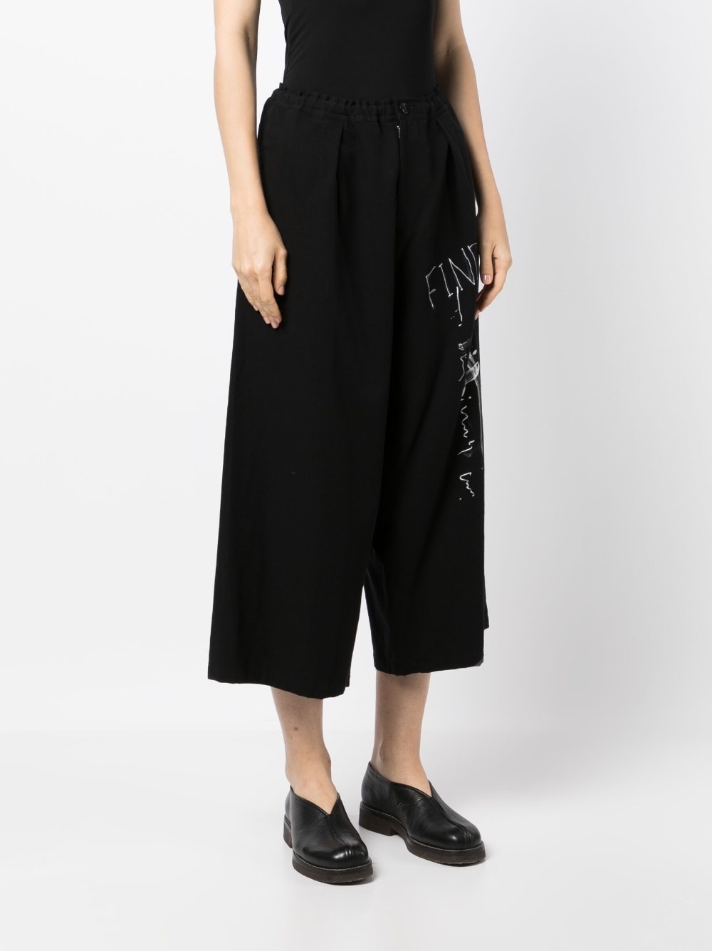 slogan-print cropped trousers - 3