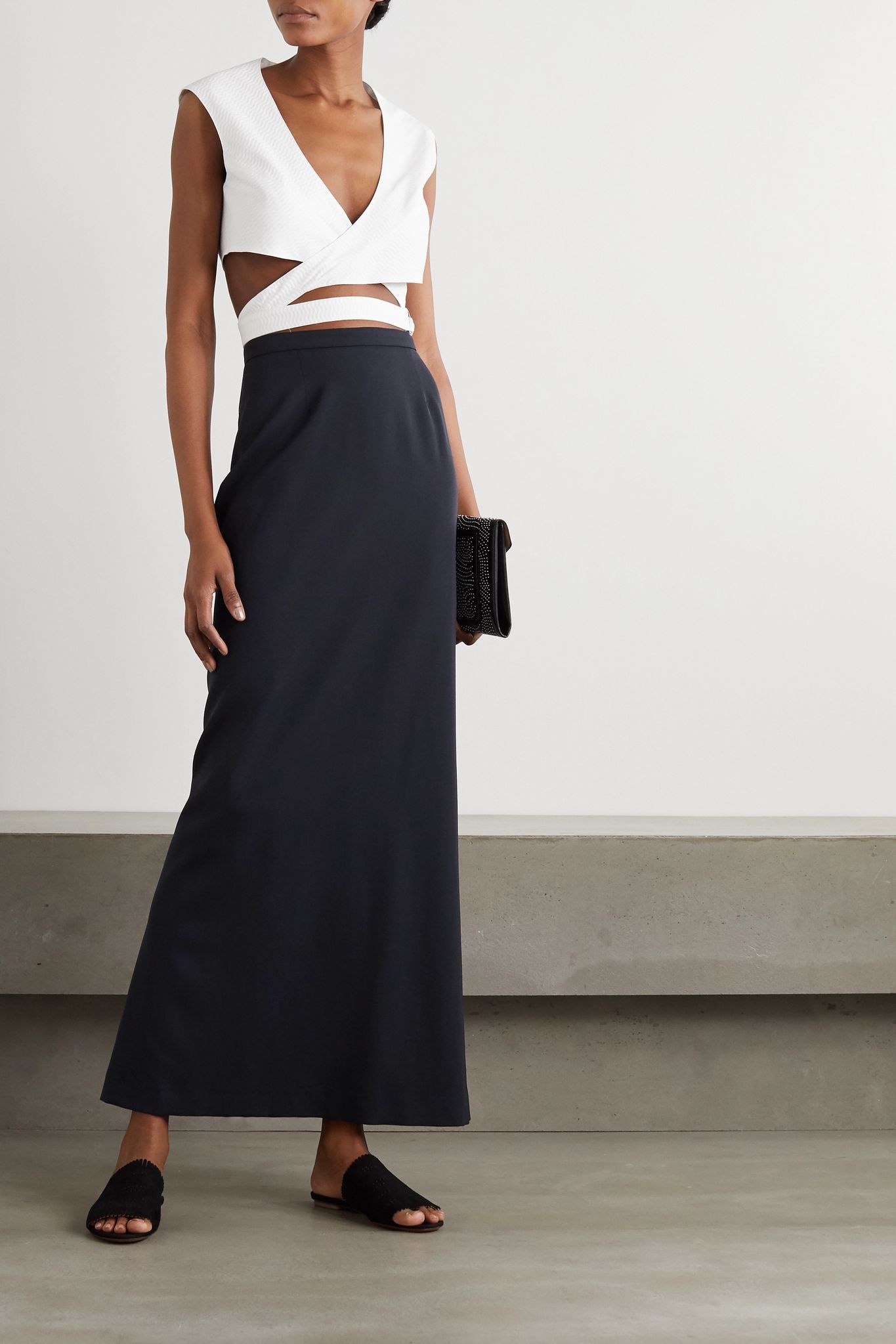 Wool-crepe midi skirt - 2