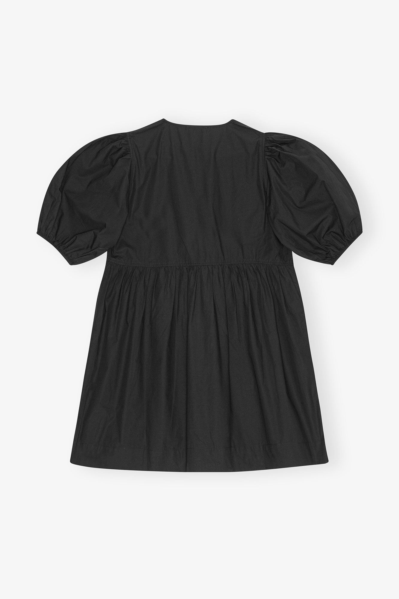 BLACK COTTON POPLIN TIE STRING MINI DRESS - 6