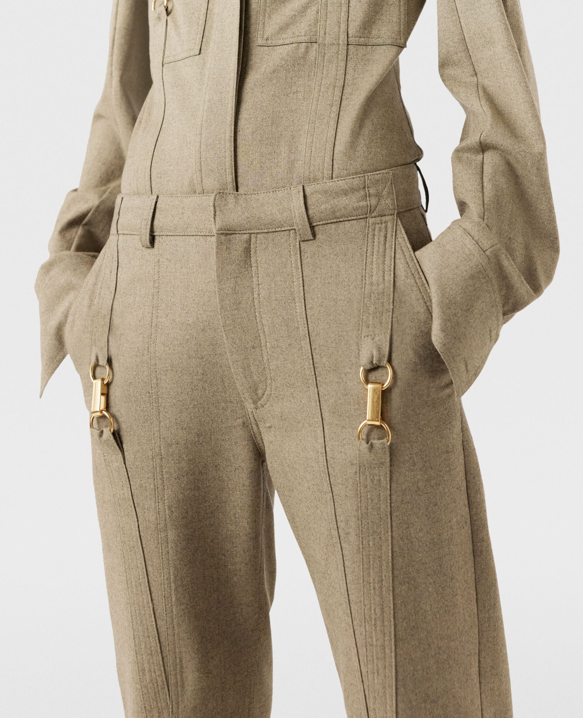 Clasp-Embellished Mid-Rise Wool Pants - 4