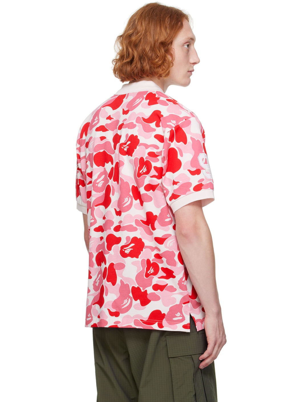 トップス A BATHING APE pink check POLO SHIRT BAPE Pink ABC Camo Large Ape Head Polo A Bathing Ape