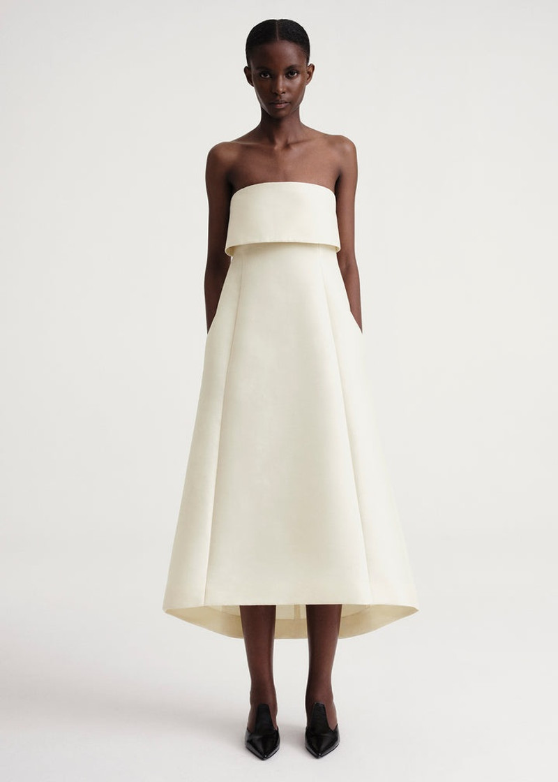 Totême A-line wool cotton dress macadamia outlook