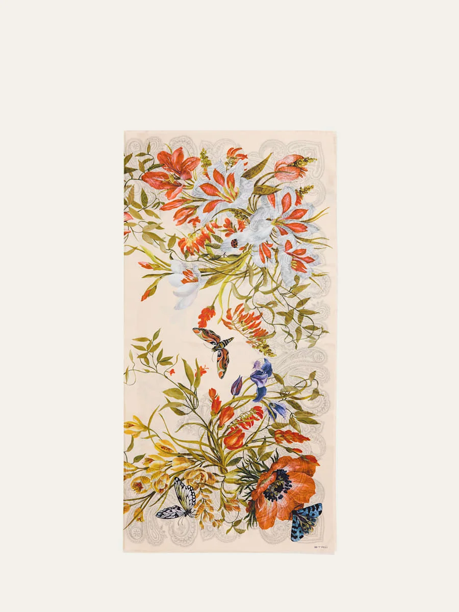 Boheme Floral Silk Scarf - 1