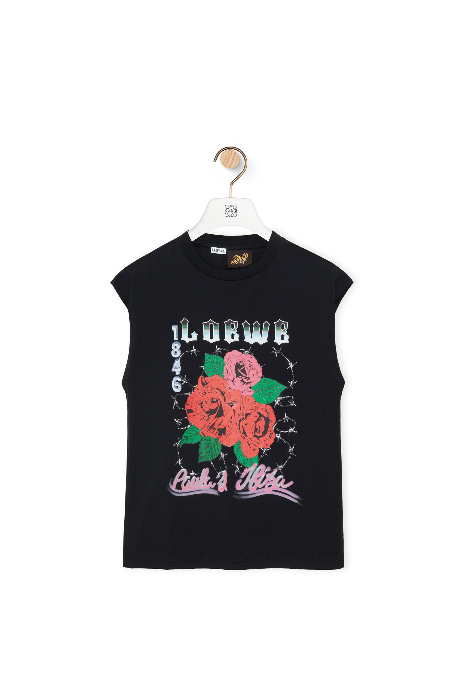 Roses sleeveless T-shirt in cotton - 1