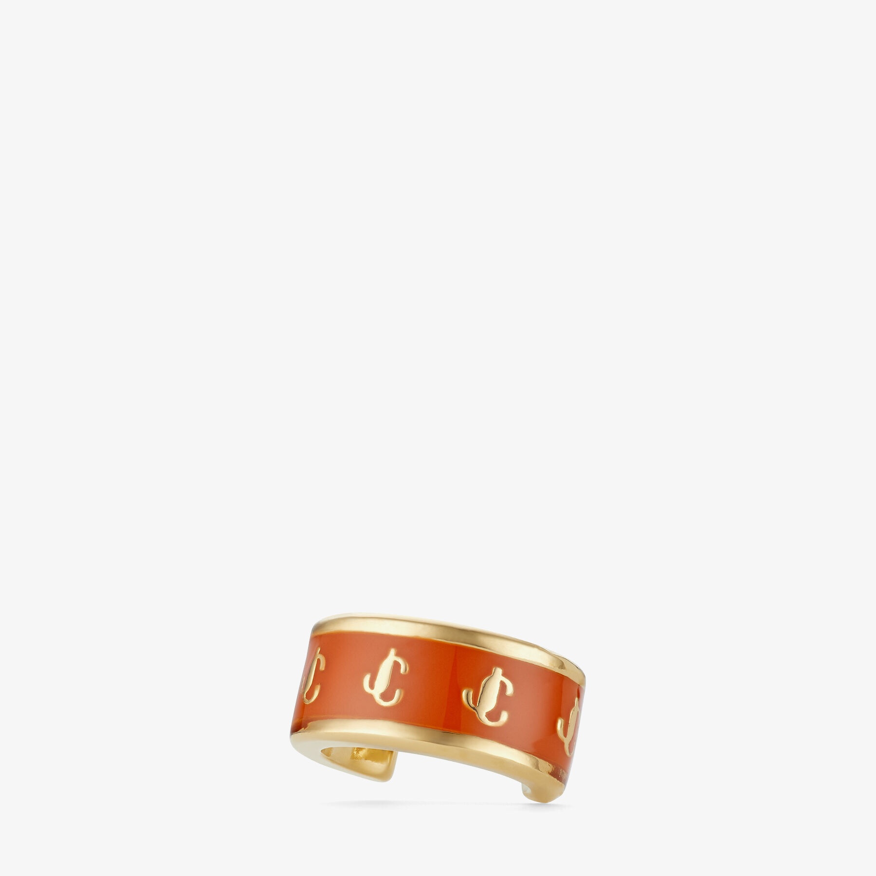 Single JC Ear Cuff
Gold-Finish Metal and Amber Orange Enamel JC Ear Cuff - 4