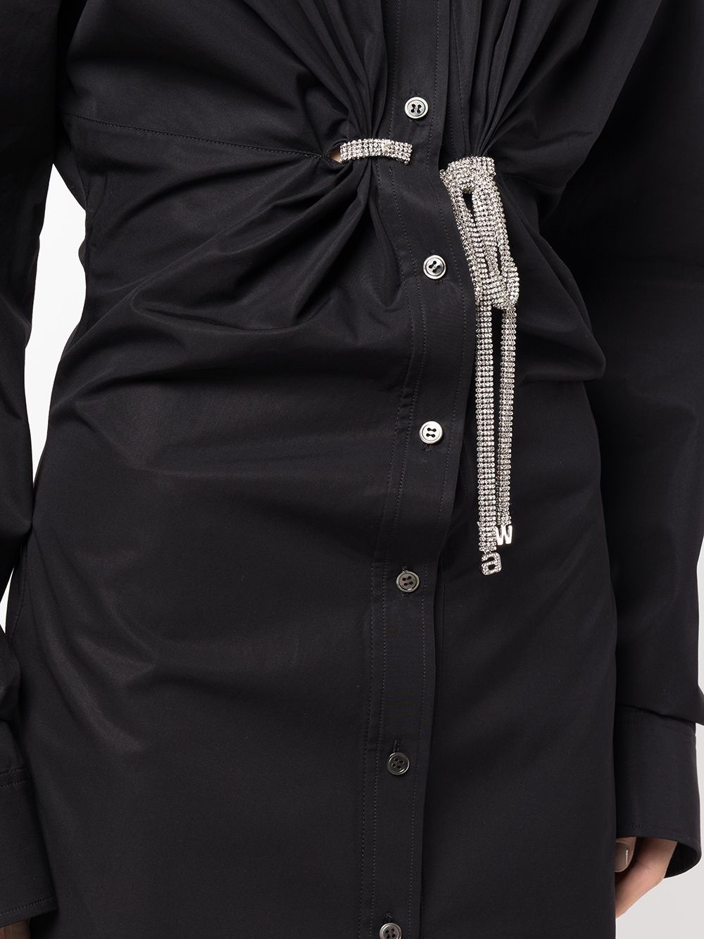 crystal-embellished mini shirt dress - 5