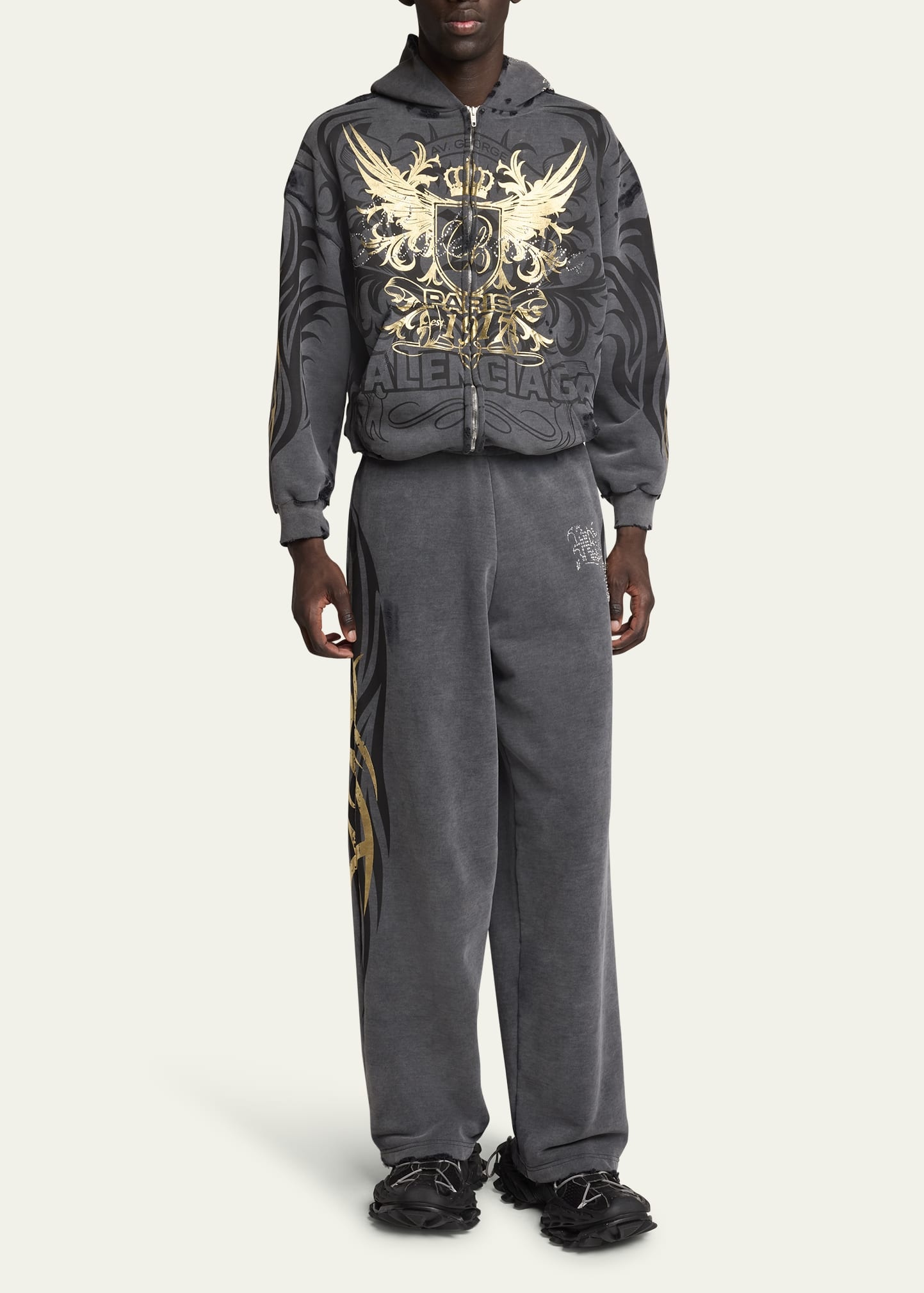 Men's Terry Metallic Tattoo Flare Sweatpants - 2