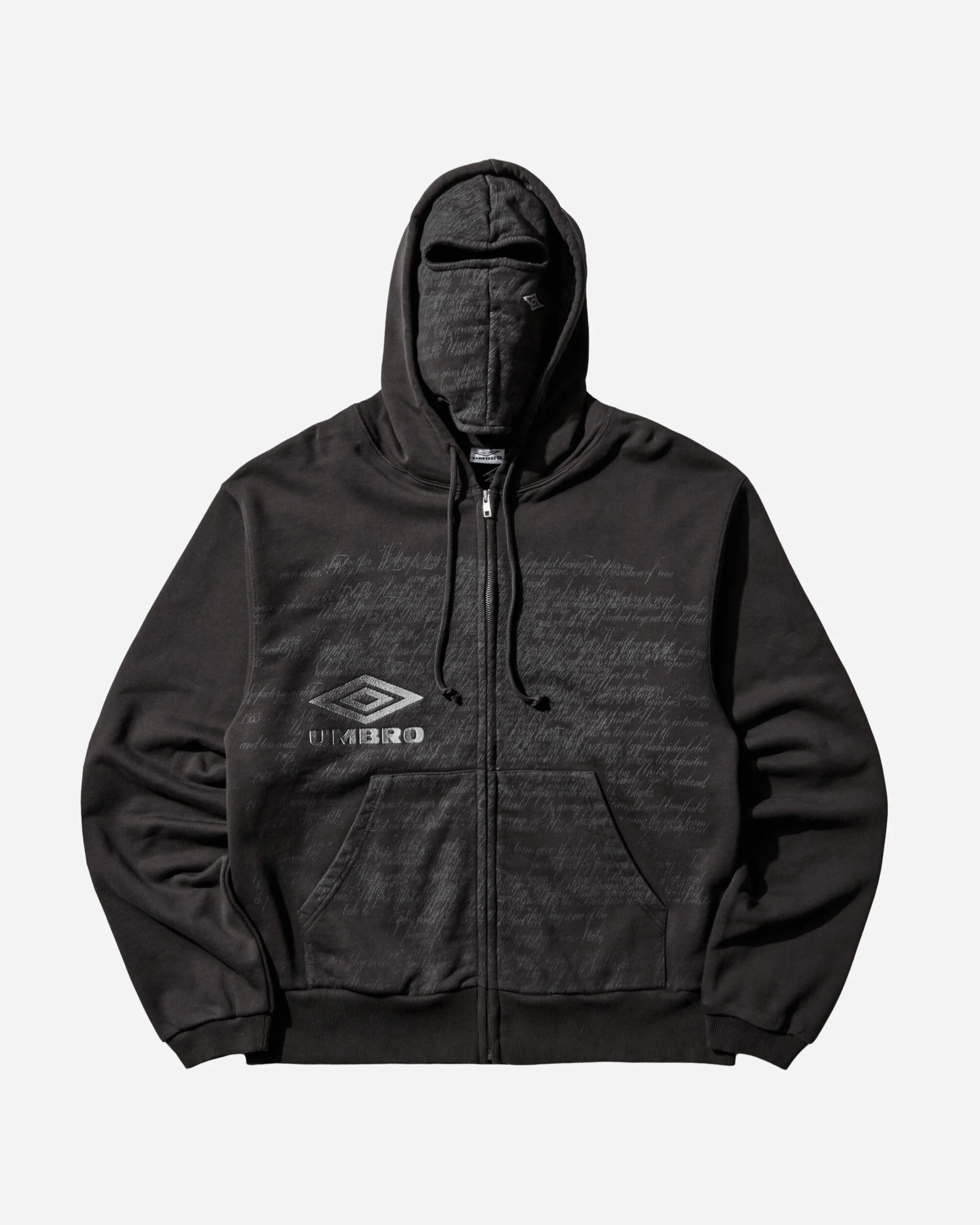 Compact Masked Zip Hoodie Washed Black - 1
