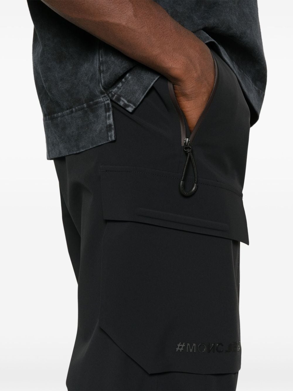logo-lettering tapered trousers - 5