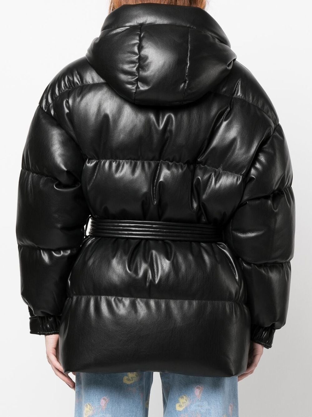 faux-leather zip-up padded jacket - 4