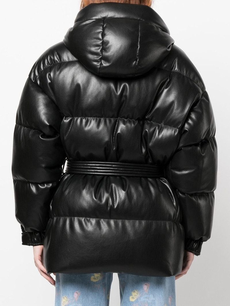 faux-leather zip-up padded jacket 4