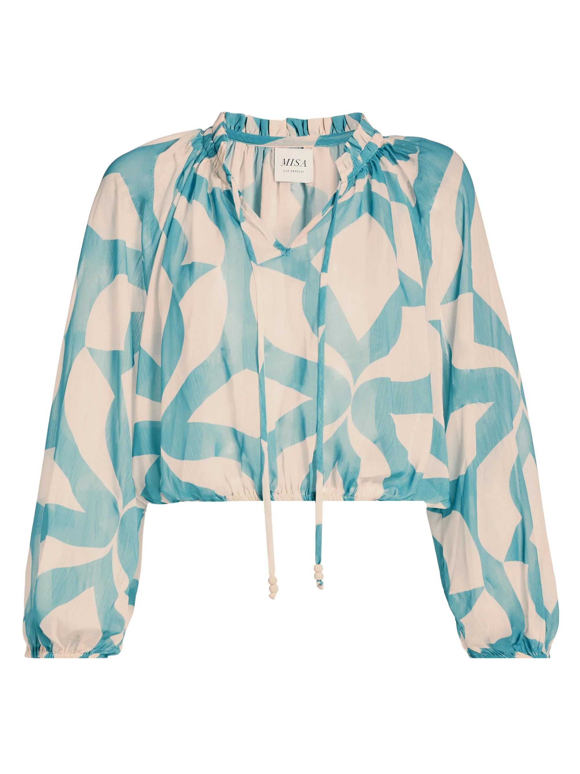 Women's Alene Printed Bubble-Hem Top - Mosaic Sky - 1