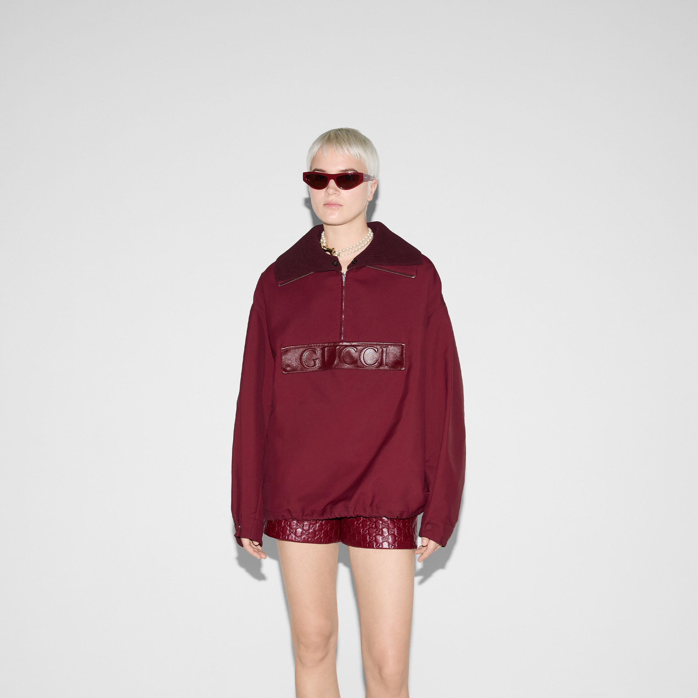 Embossed gabardine bomber jacket - 3