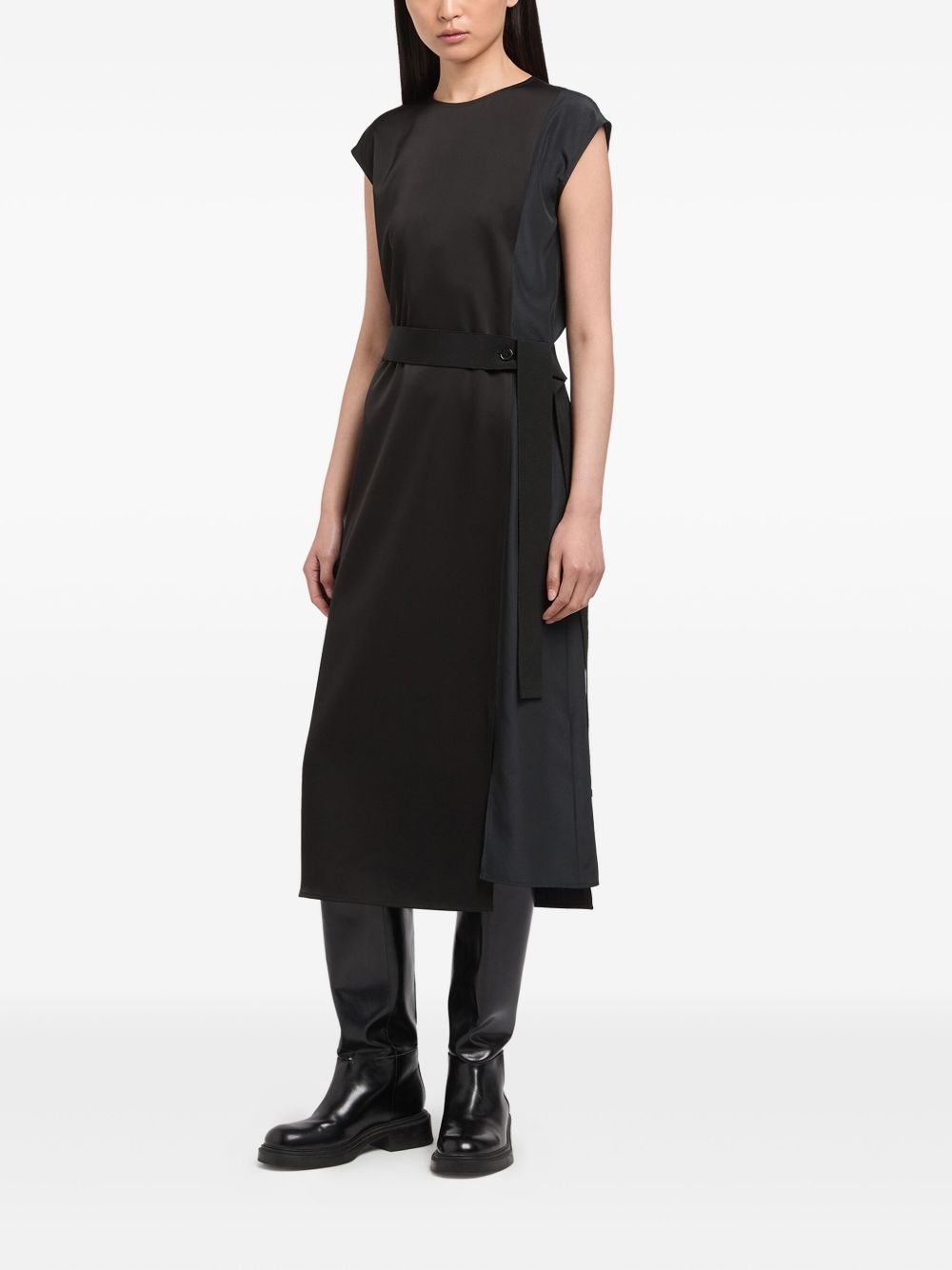 belted cap-sleeved midi dress - 2