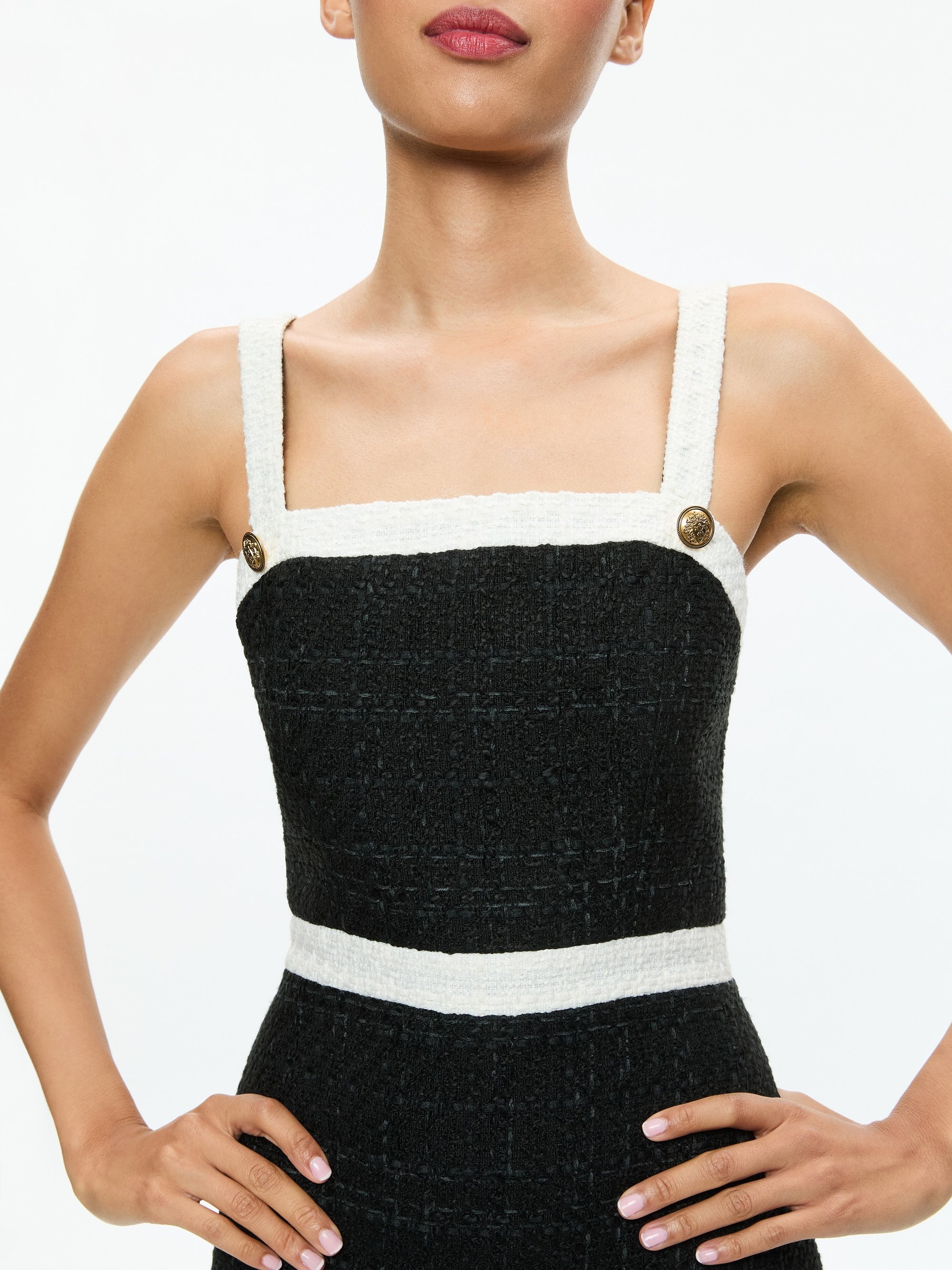 CLARINE SQUARE NECK PLEATED MINI DRESS - 3