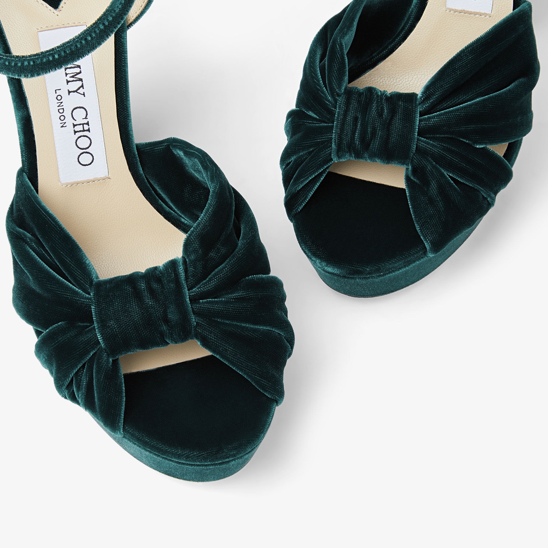 Heloise 120
Dark Green Velvet Platform Sandals - 4