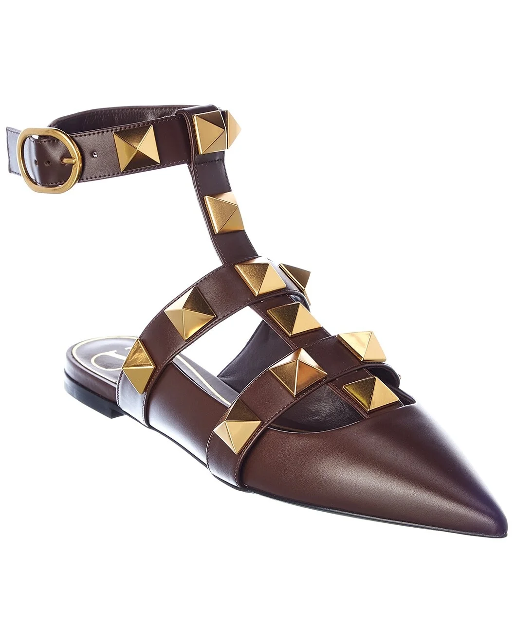 Valentino Roman Stud Leather Ankle Strap Flat - 1