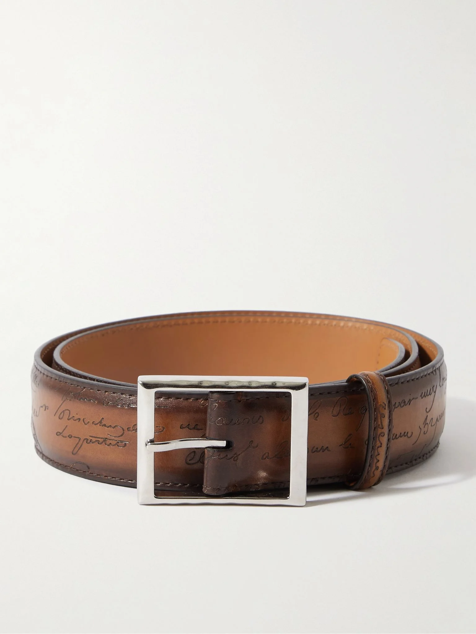Scritto 3.5cm Leather Belt Brown - 1