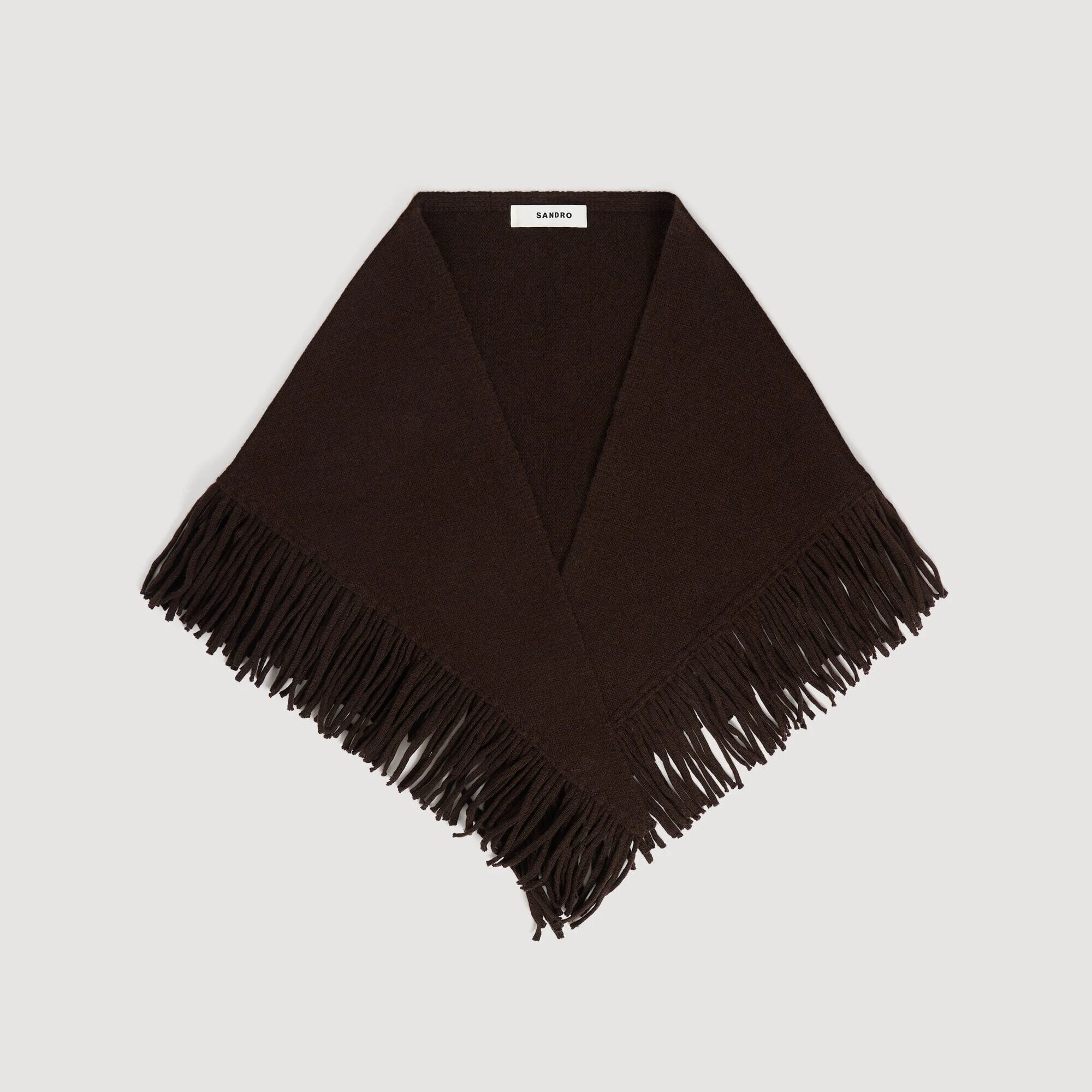 FRINGED WOOL TRIANGLE SCARF - 1