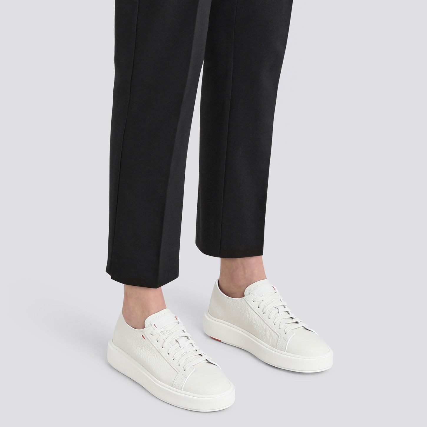 Women's white tumbled leather sneaker - 2