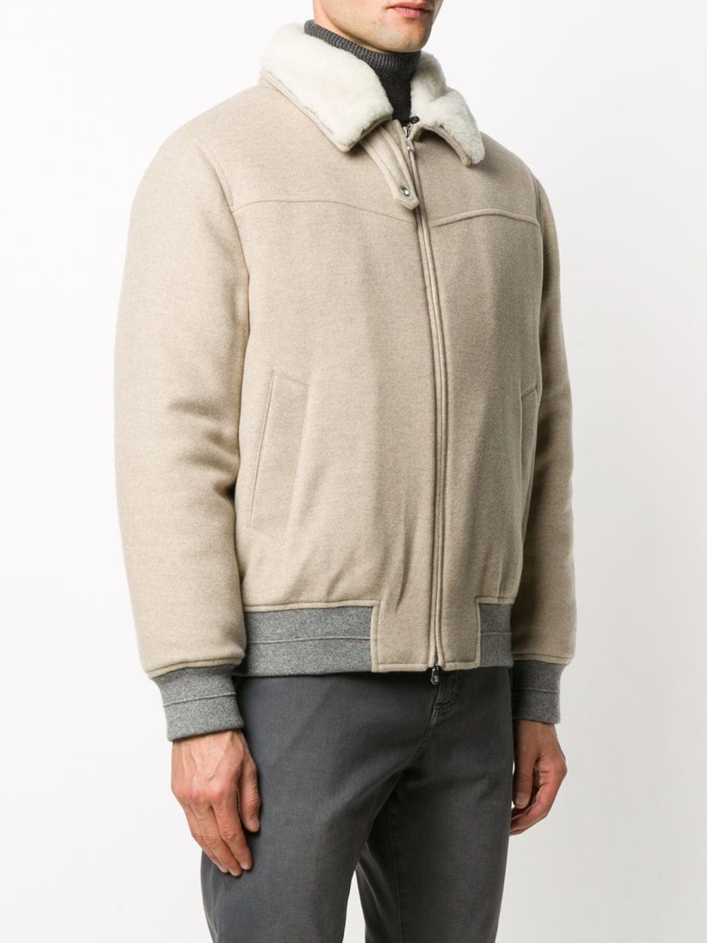 contrast-trimmed cashmere jacket - 3