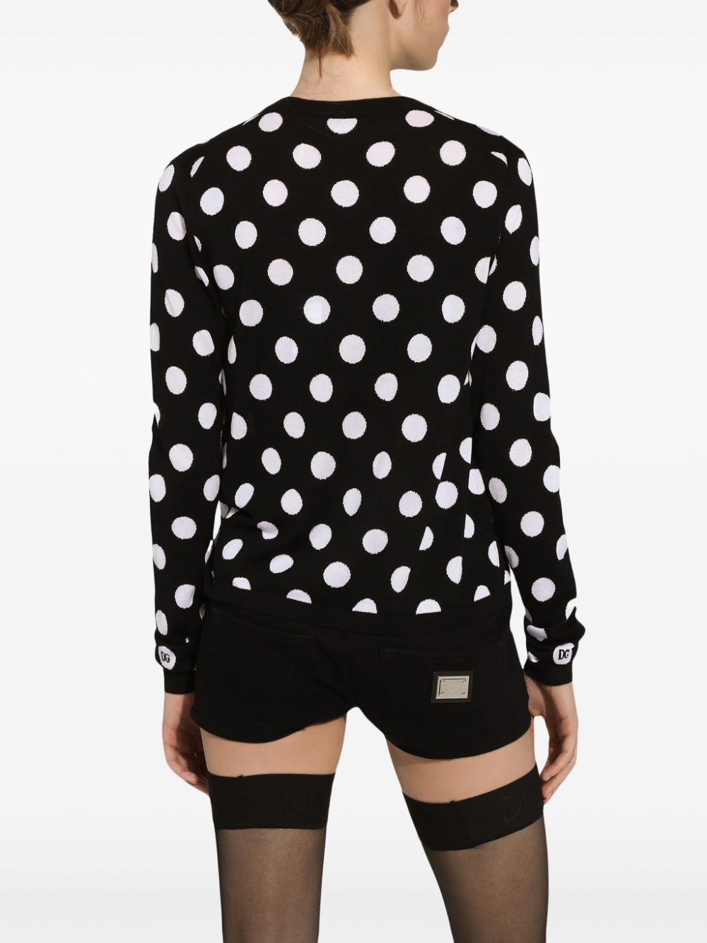polka dot-pattern crew-neck jumper - 3