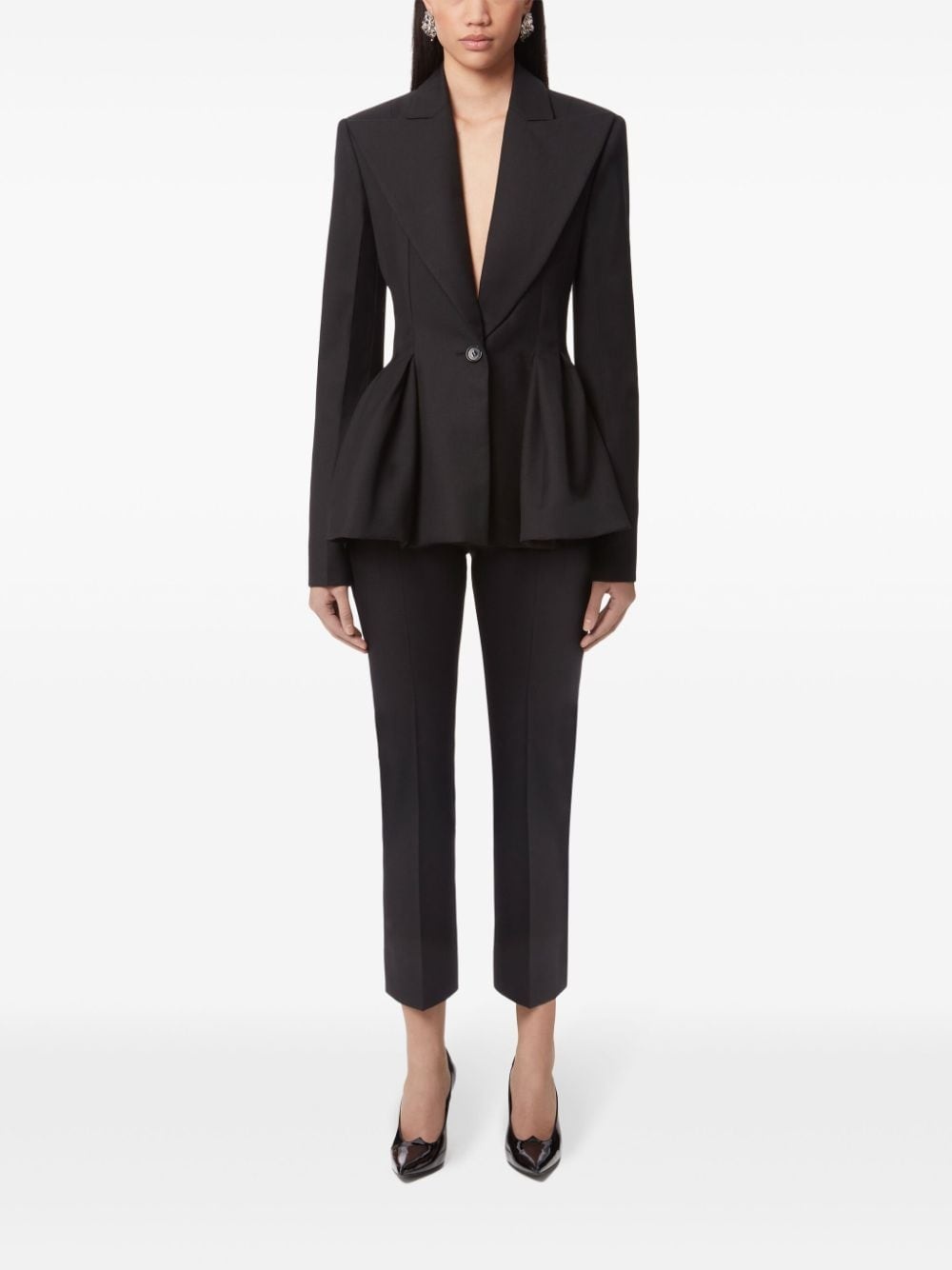 peplum hem wool blazer - 2