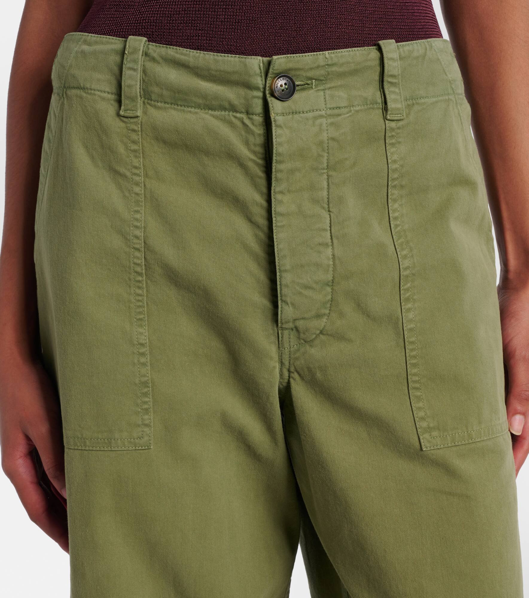 Leon mid-rise cotton twill wide-leg pants - 4