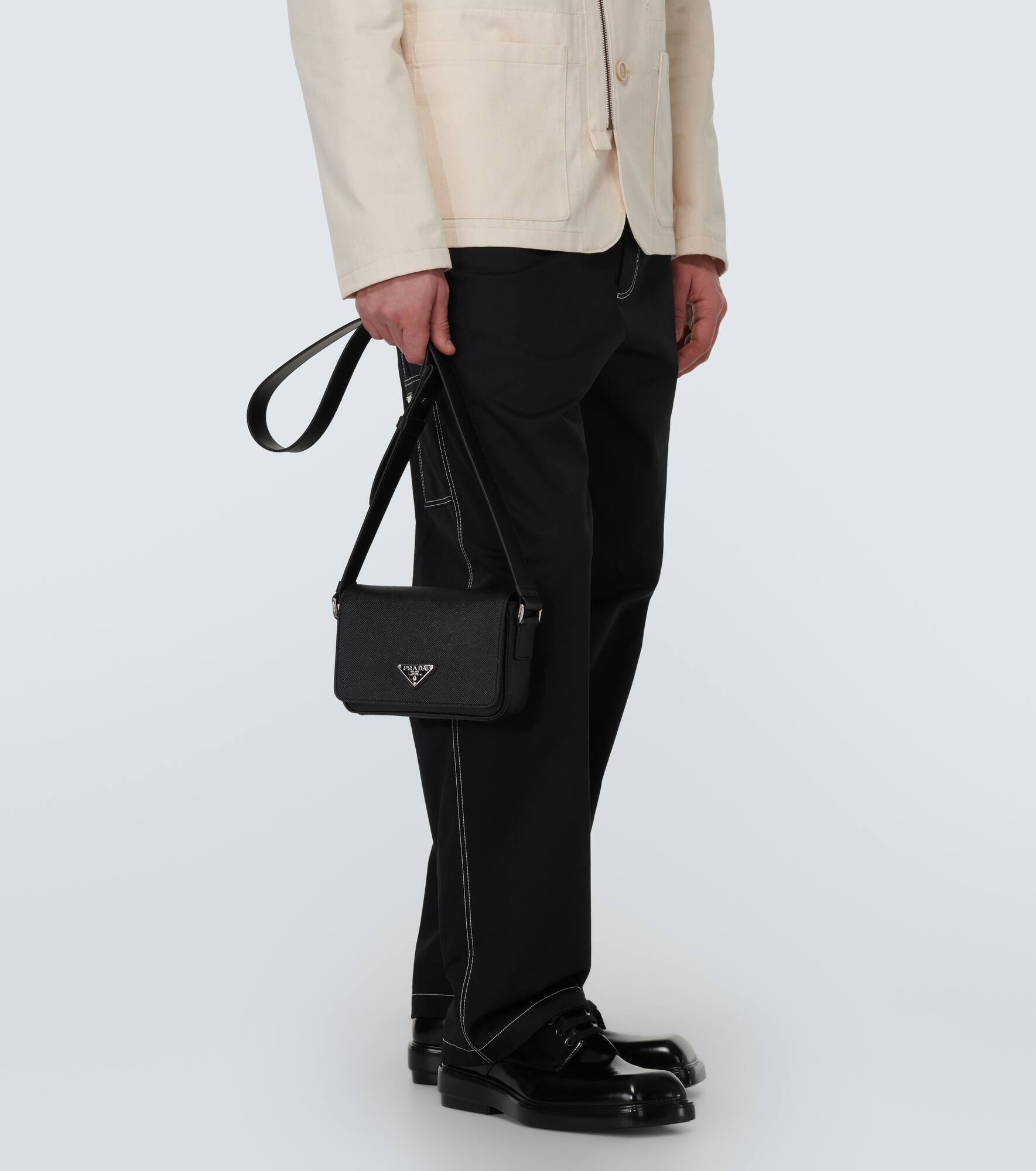 Logo saffiano leather shoulder bag - 2