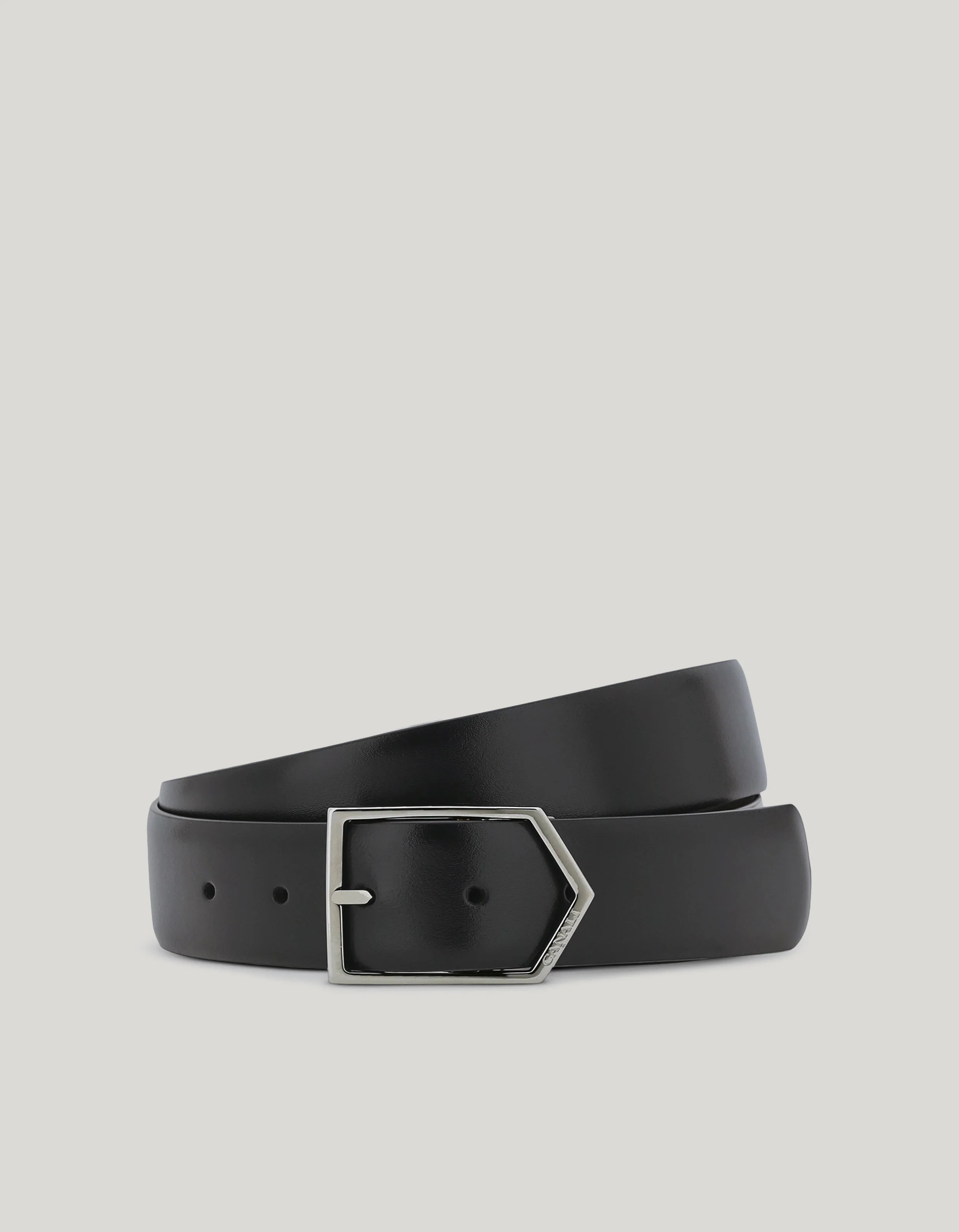 REVERSIBLE BLACK AND BROWN LEATHER BELT WITH SHINY ARROW BUCKLE - 1