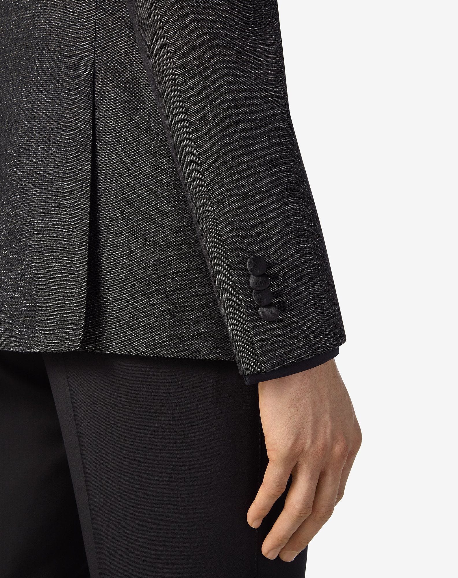 Grey lamé wool tuxedo jacket - 5