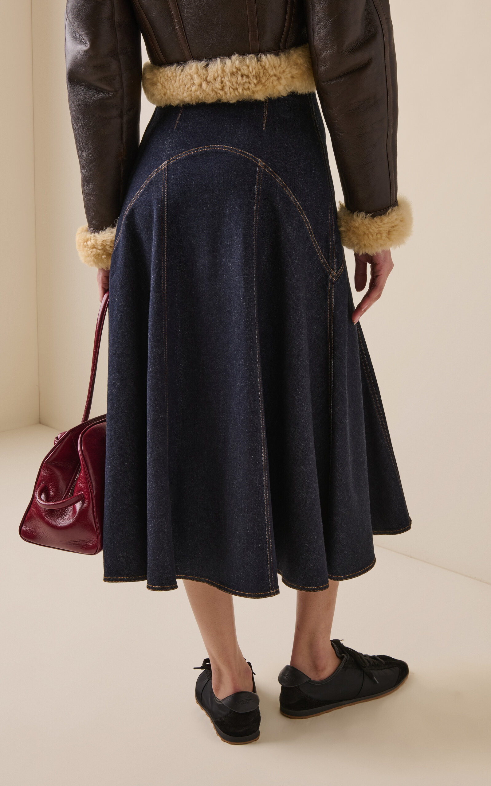 The de-Nîmes Triangle Denim Midi Skirt navy - 4