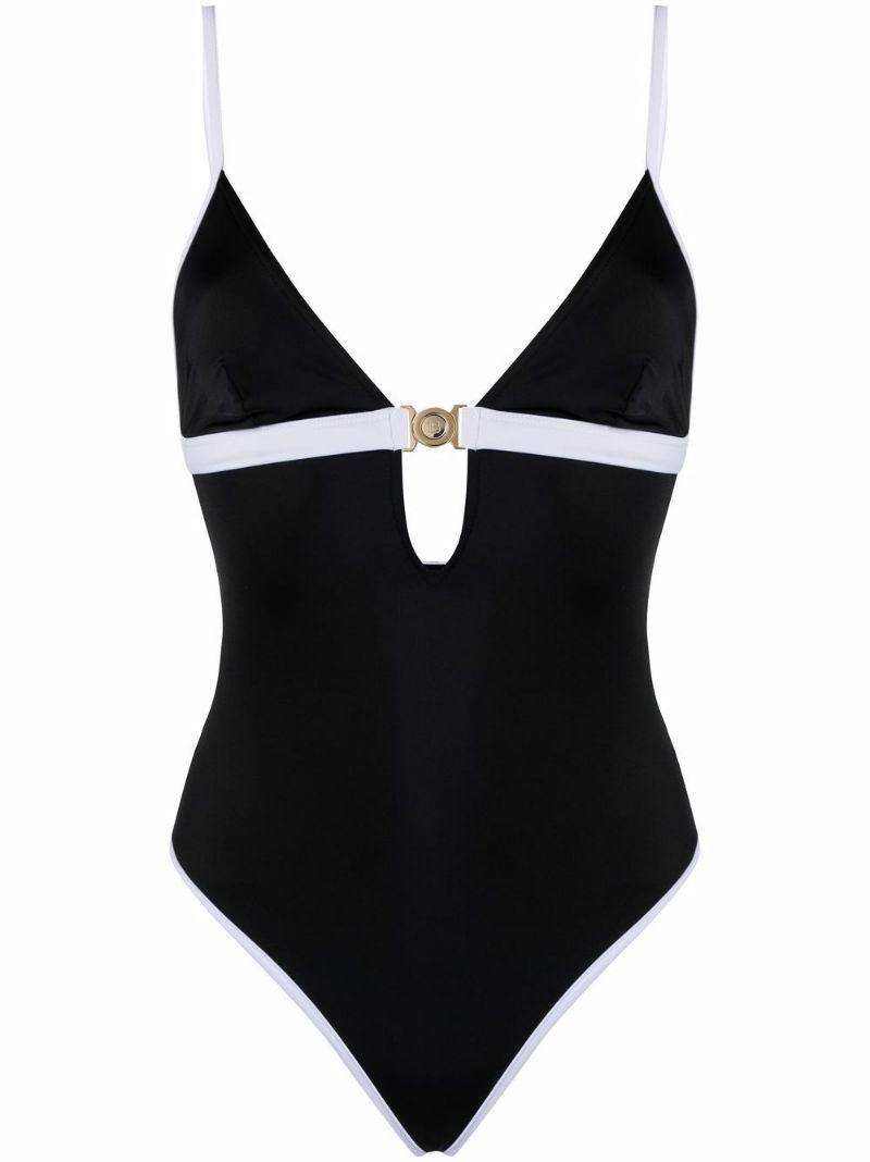 embossed logo one-piece swimsuit - 1