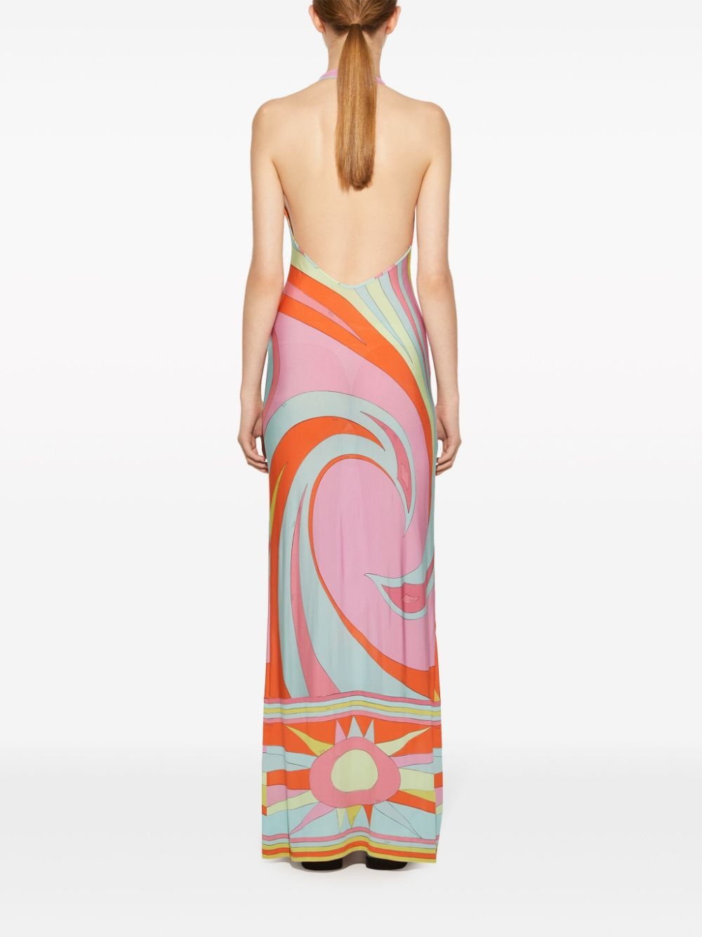 Cigni-print maxi dress - 4