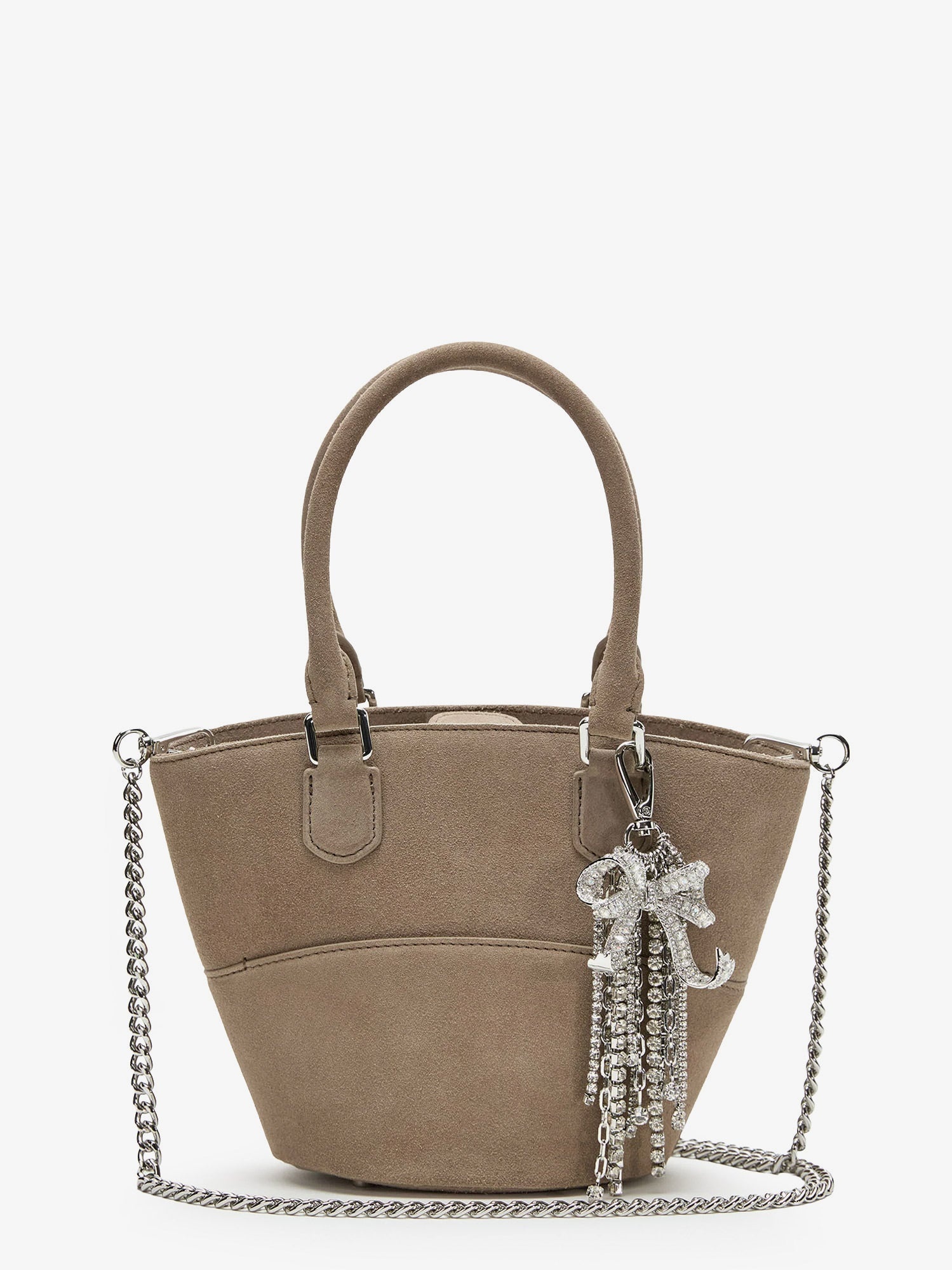 Self Portrait Suede Shoulder Bag With Charms - 3