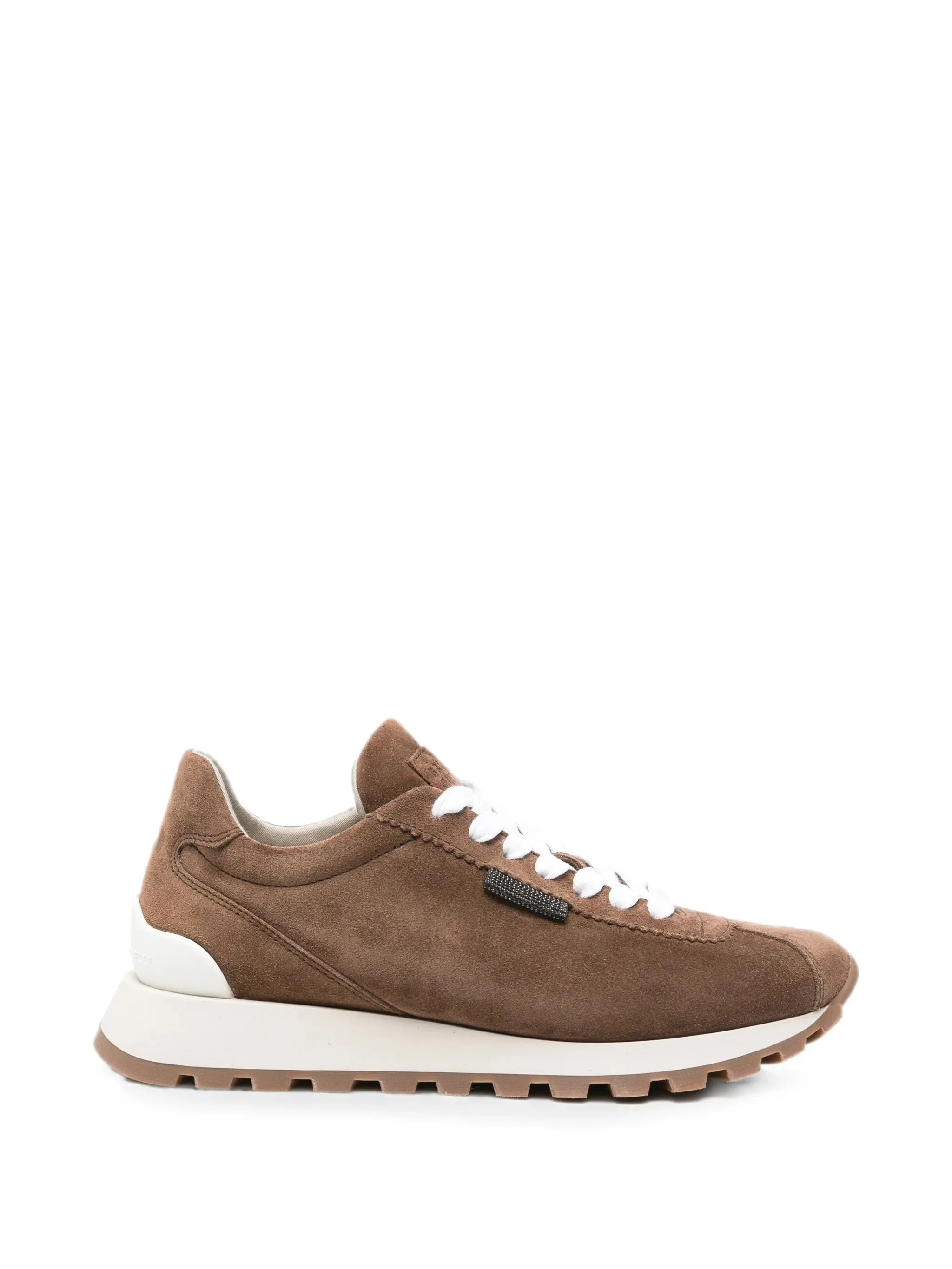 Brunello Cucinelli Monili-embellished Suede Sneakers - 1